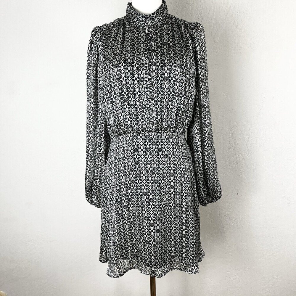 Lost + Wonder Mira Mini Dress Long Sleeve Chiffon Button Front Size Medium NEW